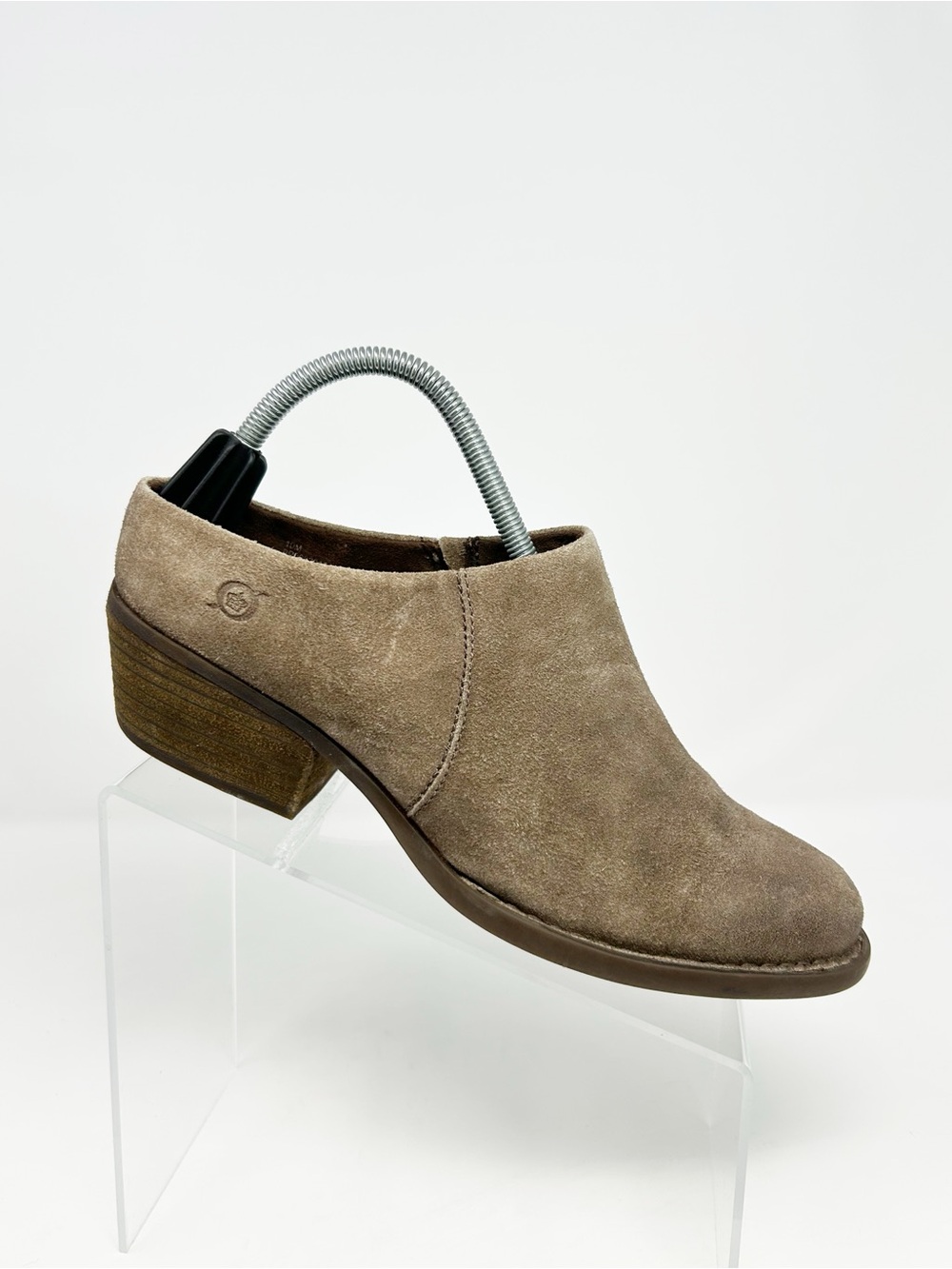 Born Starr Mule Clog Bootie Light Brown Slip-On Block Heel Almond Toe Size 10